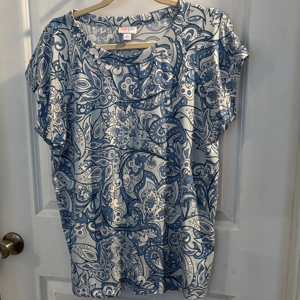 L Blue Paisley Women's Top